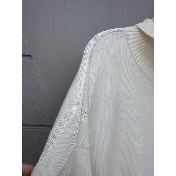The Kooples Women’s Mock-Neck Cashmere-Blend Oversized Minimalist Sweater Ecru L - Picture 11 of 16